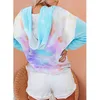 Tie-Dye Neck Blus Print Casual Pullover Hoodies Loose Korean Style Hooded Toppar Sweatshirts Långärmad Ytterkläder Skjortor CGyA88