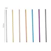 200PCs Straight Bent Long Twisted Drink Straw Portable Reusable Colored Rostfritt Stål Straws Cocktail Kaffe Rigring Straw