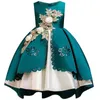 Дети платье элегантный бисером цветок девушки принцесса пачка вечеринка для детской рождественской одежды 3-10 y 210508
