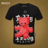 Plein Bear T Shirt Mens Designer Tshirts Marka Odzież Rhinestone Czaszki Mężczyźni Koszulki Klasyczna Wysokiej Jakości Hip Hop Streetwear Tshirt Casual Top Tees PB 11374