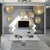 3D Aangepaste afdrukken Interieur Decoratie Wallpaper Metal Sphere Extended Space Modern Simple Covering Slaapkamer TV Achtergrond Wall STI281P