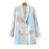 BLSQR Elegante Blazer da Donna Tie-dye con Tasca a Maniche Lunghe con Tasca da Donna Feminino Abito alla Moda Autunnale 210430