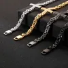 Regali di moda Bracciale a catena bizantina con croce in fusione d'oro per uomo Bracciale in acciaio inossidabile da 9 mm Gioielli da 8,66 pollici