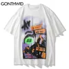 T-shirts Streetwear Harajuku Mannen Hip Hop Gothic Punk Rock Singer Print Korte Mouw Tees Shirt Katoen Casual Losse Tops 210602