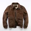 U.S. Air Force Flight Suit A1 Mens Vintage Leather Jacket Suede Genuine Yellow Cowhide