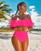 Mulheres 2 Parte Bikini Set Summer Beach Swimsuit Mesh Lantejoulas Bra Shorts Swimwear Suits Plus Size Roupas S-XXXL