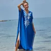 Broderie coton plage couvrir Saida de Praia maillot de bain femmes Bikini couverture tuniques pour paréo Sarong porter Q1175 210420