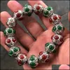 Metal Painting Arts, Crafts & Gifts Home Garden Antique Miscellaneous Wholesale Tibetan Sier Mosaic Jade Bracelet Diy Six Words Mantra Beade