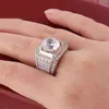 Solitario maschio 4ct Lab pietre preziose con diamanti Anello in argento sterling 925 Gioielli Fidanzamento Fede nuziale Anelli per uomo Regalo anniversario 21998336