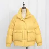 Cotton Down Plus Size Parka Stand-up Collar Jacket Women Glossy White Duck Zipper Coat 210531