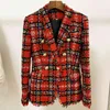 High Street Est Designer Jacket Dames Double Breasted Sjaal Collar Tassel Fineded Plaid Tweed Blazer 210521