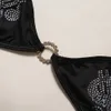 Sexy Glitter Underwear Set Black Bras Sets Women Sequin Diamond Shiny Letter Print Lingerie Set Halter Push Up Bra Panties Sets X0526