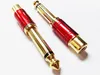 Audio Connectors, Golden Plated 1/4" 6.35mm Mono Male plug to RCA Female jack Adapter with RED Shell/10PCS
