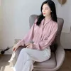 Autumn Chiffon Shirt Office Lady Long Sleeve Women Satin OL Style Loose V-neck Womens Tops and Blouses Clothes 10842 210508