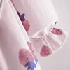 2 pc toddler meninas babados boneca colarinho morango vestidos + raposa roupas de satchel roupas casuais bebê crianças imprimir princesa vestido robe q0716
