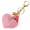 Keychains Fashion Car Play Full Crystal Rhinestone Heart Key Chain Bling Gold Keychain Bag Hanging Pendant Jewelry TZ01