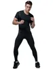 Camisetas masculinas de compressão de secagem rápida Apertado respirável polos de alta estiramento tees esportes fitness correndo manga curta252C