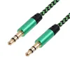 1m nylon 3.5mm Plug Male Jack Auto Car Audio Cable Kabel Line Cord för mobiltelefon och Xiaomi-dator