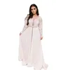 Elegancki Marokański Kaftan Arabski Suknie Wieczorowe Tradycyjne Strój Kości Słoniowej Satyna Linia Formalna okazja Suknie Złote Aplikacje Zroszony Z Długim Rękawem Caftan Prom Dress 2022