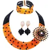 Oorbellen ketting hoge kostenprestaties zwarte cayn kristal kralen Nigeriaanse vrouwen bruiloft sieraden sets 5c-sz-02