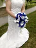 Fleurs De Mariage Bleu Royal Bouquet De Mariée Poires Artificielles Strass Blanc Lys Calla Ramos De Novia