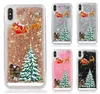 Kerstmis Vrolijk Kerstfeest Drijfzand Vloeibaar Zacht TPU-hoesjes voor Iphone 15 14 13 Iphone15 Pro Max 12 11 XR XS 8 6 Kerstman Sneeuwherten Bling Glitter Sparkle Drijvende Telefoonhoes