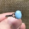 Cluster Rings 8x6mm Genuine Natural Blue Larimar Ring Jewelry per donna Uomo Crystal Silver Water Pattern Stone Beads regolabile