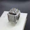 Fashion Mens Wedding Ring Jewelry High Quality Stones Engagement Rings For Womens Simulated Diamond Silver Rings