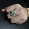 Męskie Hip Hop Kamienie Ring Biżuteria Pozłacane Rhinestone Cross Fashion Stronione Stal Pierścionki dla mężczyzn