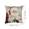 Kudde 4PCS God julfodral Xmas Santa Claus Forest Picture Cushion Cover för Home Sofa Decor Short Plush Pillowcases G1