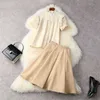 Fashion Summer Runway Suit Donna Elegante manica corta ricamo camicia e gonna a vita alta 2 pezzi Completi 210601