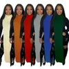 Frauen Herbst Winter Gestrickte Pullover Kleid Mode Rollkragen Ärmellose Seite Split Lose Kleider Casual Stricken Warme Lange Maxi Robe 211025