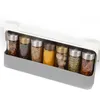 Plastic Self-adhesive Wall-mounted Spice Organizer Box Kitchen Storage Holder Bottle Rack Accessori 210902