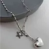 Foxanry 925 Sterling Silver Splicing Catena Collana Ins Trendy Hip Hop Vintage Star Love Heart Popolare Design Punk Party Jewelry Y1204