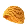 Beanie/Skull Caps Winter Men Knit Hat Skullcap Solid Beanie Short Brimless Baggy Melon Cap Docker Fisherman Knitted Beanies Delm22