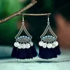 Tassel das mulheres tassel tassel cigano cigano jhumka jóias boho vintage moeda étnica fã-shaped dangle brincos boule oreille femme