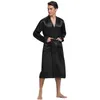 Erkekler Placowear Erkekler Saten İpek Robe Sıradan Kimono Batah elbisesi Uzun Kollu Nightbown Lounge Nightwear Yumuşak Homewearmen's
