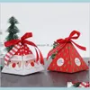 Wrap Event Festief Party Home Garden 50 PCSlot Merry Candy Bag Christmas Tree Gift Box met Bells Paper Container Supplies Drop Delive