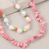 2Pcs/Set Bohemian Multicolor Beads White Pearl Beaded Necklaces For Women Boho Pink Natural Stone Necklace Party Jewelry Gifts