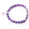 WOJIAER Natural Stone Beads Amethyst Strand Bracelets & Bangles Heart Shape Charm Fitting Women Jewelry Love Gifts K3340