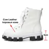 Women Boots أصلية في الكاحل الشتاء منصة الجلود الطبيعية الكعب الكثيف Zip Zip Round Toe أحذية سيدة الخريف حجم 39 21051 37