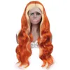 Allove Orange gingembre blond 613 perruque colorée droite pré-épilée frontale 13x4 13x1 T partie perruques de cheveux humains Transparent HD dentelle Fron7155290