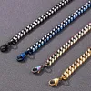 Chains 8MM Cuban Link Curb Chain Necklace & Bracelet Set For Men Golden Blue Stainless Steel Men's Necklaces Bracelets Man Ac219R