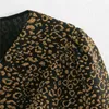 Za Vintage Zwierząt Drukuj Mini Dress Kobiety Długie Rękaw Puff Ramiona Leopard Party Sukienki Chic Asymetryczny Wrap Hem Vestido 210602