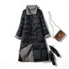 2021 Double Sided Down Jacket Women's Long Korean Version Is Thin and White Duck Down Large Coat Is Worn on Both Sides