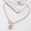 S02198 bijoux de mode Rhinstone amour coeur pendentif collier fermoir à bascule chaîne colliers ras du cou