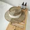 Handgemaakte stro strandhoed voor vrouwen sommer panama dop mode concave vlakke zon bescherming vizier hoeden groothandel
