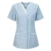 Damen-T-Shirts, Damen-T-Shirt, Damen-T-Shirts, Krankenschwester-Tunika, Uniform, Klinik, Pfleger, V-Ausschnitt, schützende Poleras, Tops, Kleidung, Ropa Mujer