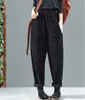 Elegent Harem Pants Donna Velluto a coste Elastico in vita Solid Tasche a figura intera High Lady Loose Plus Size 5XL 211115