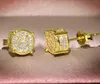 Unisex Men Women Stud Earrings Gold Silver Plated Sparkling Luxury Shining Crystal CZ Simulated Diamond Earring Jewelry7289861